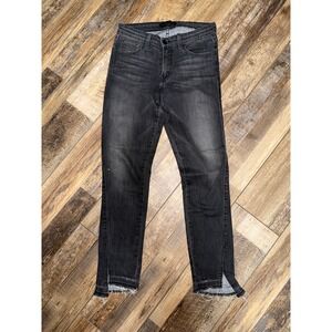 FLYING MONKEY‎ Womens Black Skinny Jeans Size 27 High Rise Split Hem Distressed